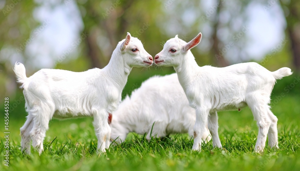 Obraz premium goats on the meadow