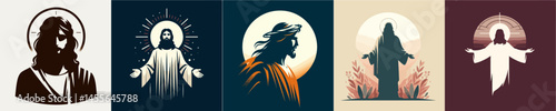 Flat design jesus silhouette illustration
