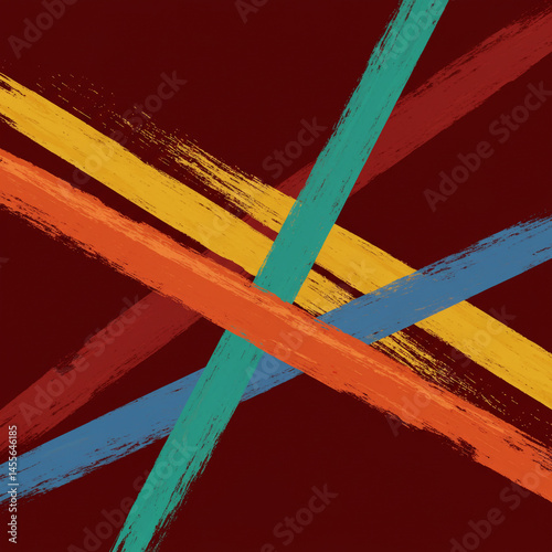 Abstract Colorful Brush Str...