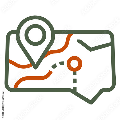 Navigation map with location markers and route tracking icon