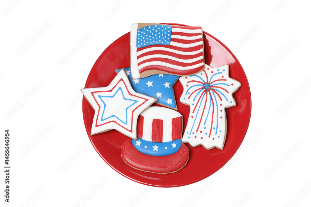 PNG, Cookies with American symbols, isolated on white background