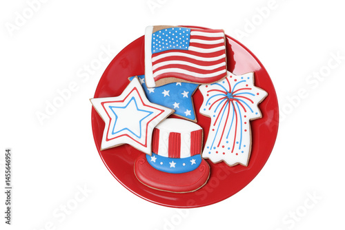 Obraz na płótnie PNG, Cookies with American symbols, isolated on white background w salonie