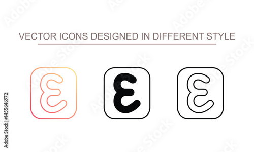 Epsilon icon design with white background stock illustration