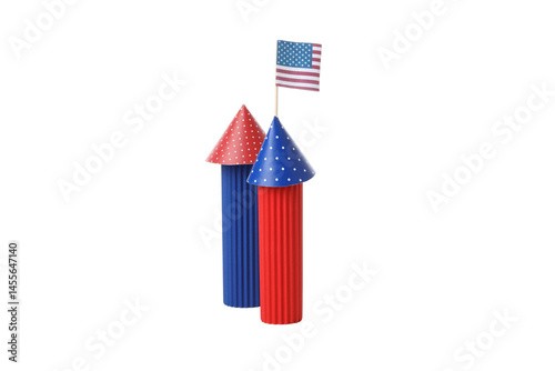 Obraz na płótnie PNG,Paper fireworks with the flag of America, isolated on white background w salonie