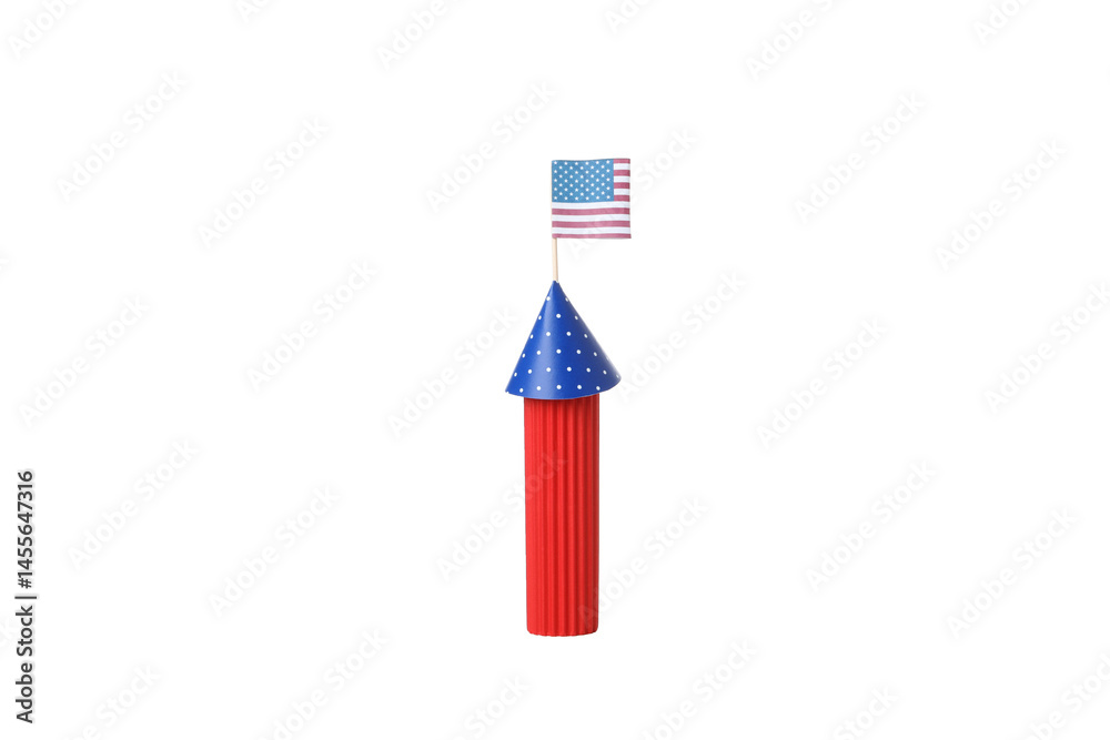PNG,Paper fireworks with the flag of America, isolated on white background