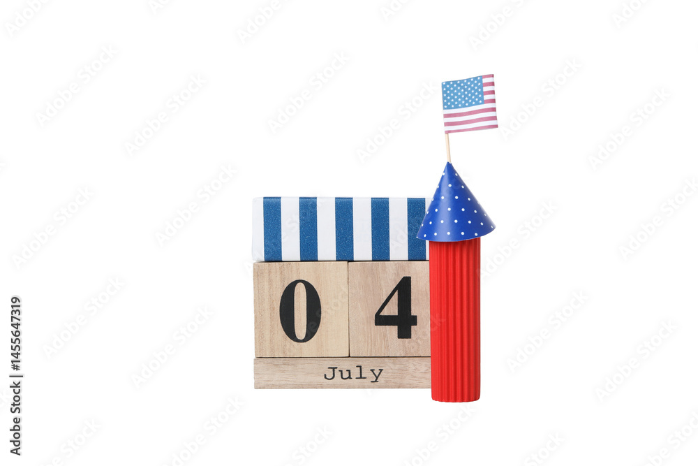 PNG, Fourth of July on calendar with fireworks, isolated on white background