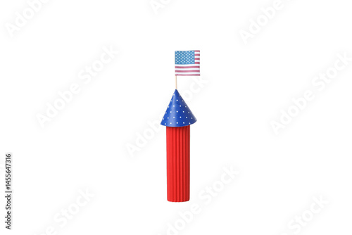 Obraz na płótnie PNG,Paper fireworks with the flag of America, isolated on white background w salonie