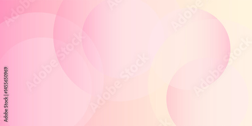 Minimalist banner background, pastel colorful, pink and yellow gradations. Circle effect style geometric, abstract background. Eps 10.