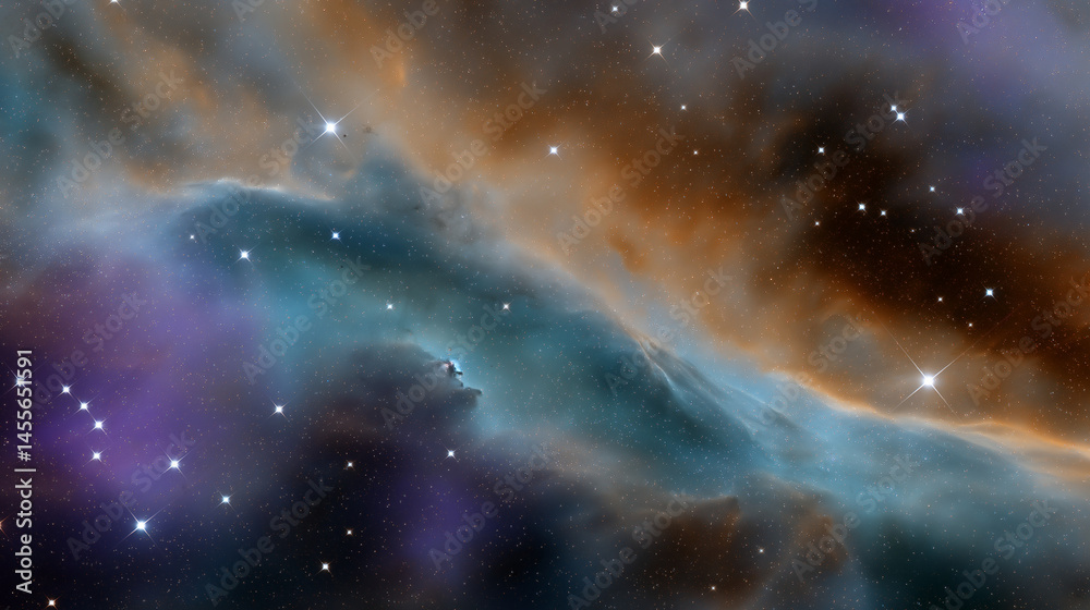 Fototapeta premium Cosmic Nebula with Stars and Galaxies in Bright Colors