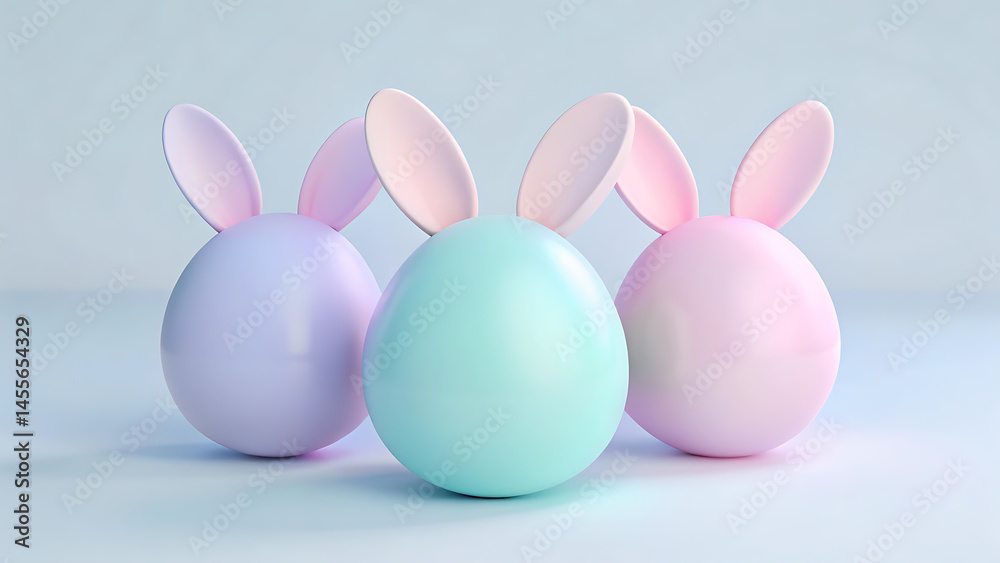 Easter eggs in pastel colors with bunny ears spring holiday illustration Easter eggs in pastel colors with bunny ears spring holiday illustration