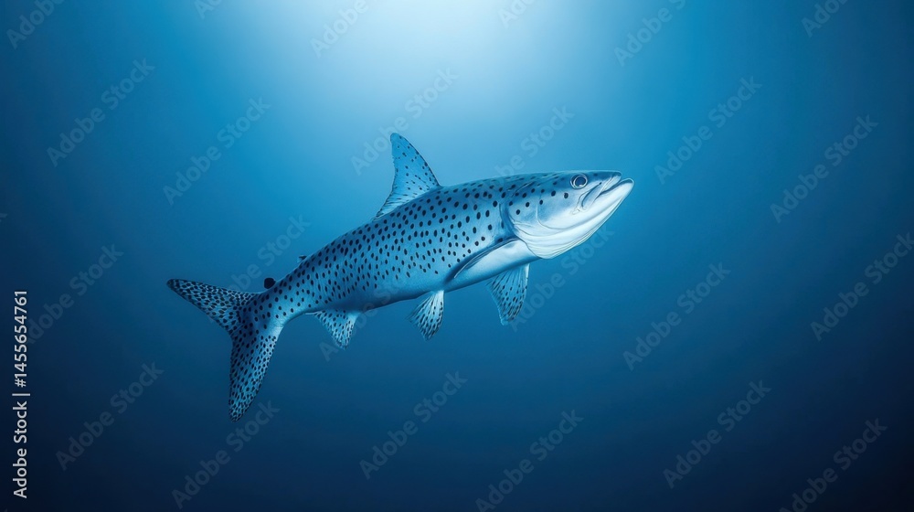 Fototapeta premium Underwater world featuring a beautiful spotted fish swimming in the deep blue sea environment