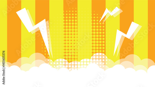 abstract yellow and orange color with white cloud and dots decoration