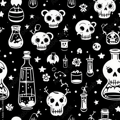 Spooky potion seamless pattern