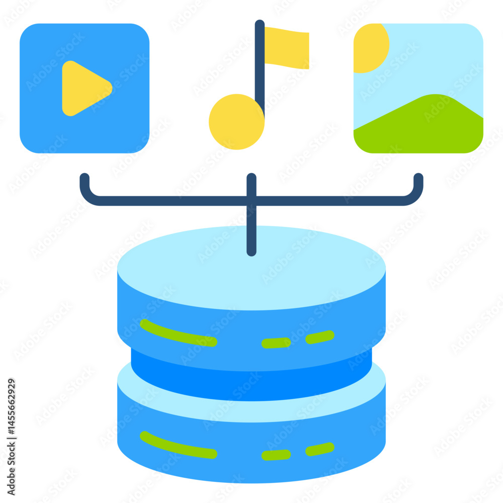 Big Data Files Flat Vector