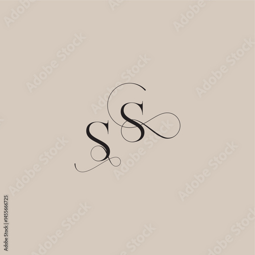 wedding serif monogram logo line and bold mix concept SS beautiful initial letter