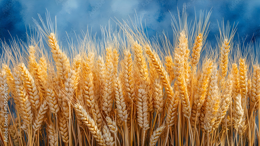 Fototapeta premium Ripe golden wheat under a wide summer sky