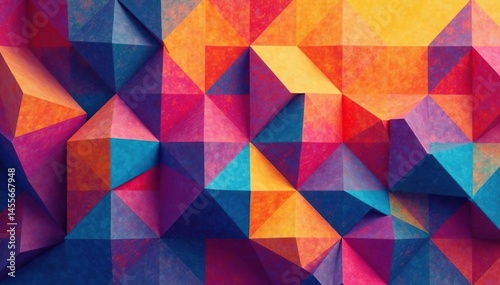 Abstract geometric shapes repeat endlessly in vibrant colors , vibrant, modern
