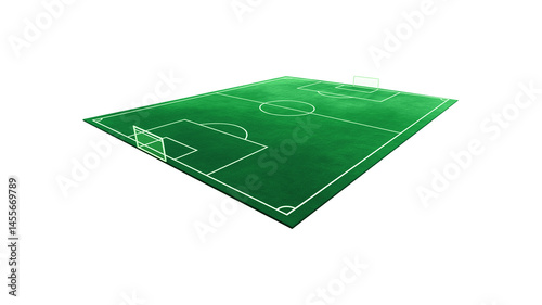 Soccer field with green turf isometric view 