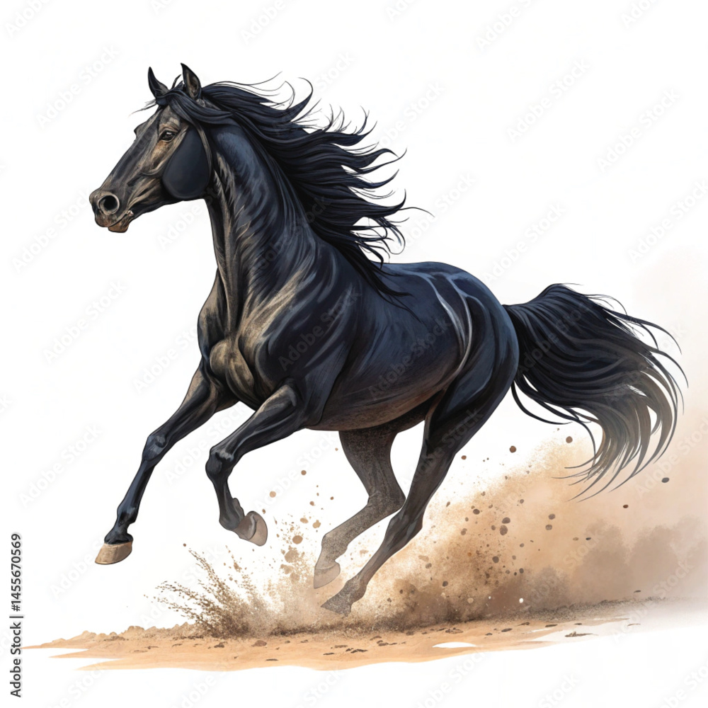running horse isolated on white