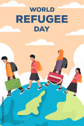 world refugee day poster illustration in flat design