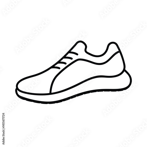 monoline running shoe vector art silhouette