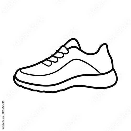 monoline running shoe vector art silhouette