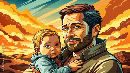 Father and baby playing together, capturing love, happiness vector, and strong family bond. Ideal for parenting, fatherhood, family lifestyle, and happy childhood themes