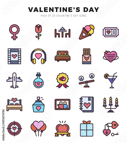 Set of Valentine'S Day icons. Vector Illustration.