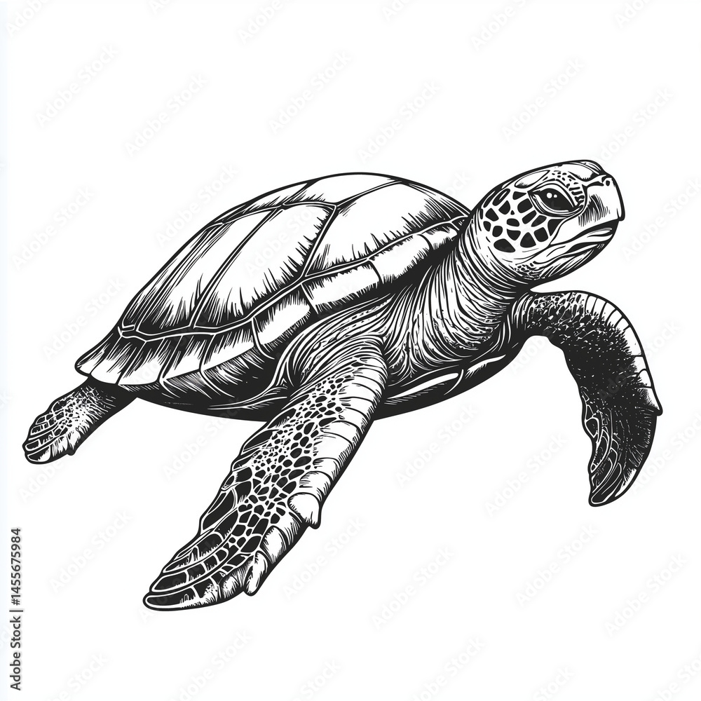 Obraz premium Olive Ridley Turtle or sea Turtle simple line drawing