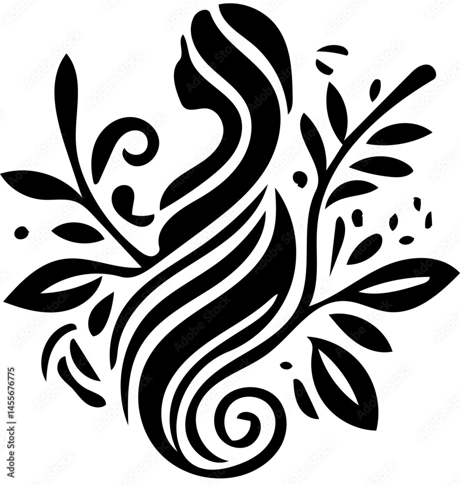 Fototapeta premium Beauty Salon Logo design with floral pattern in black and white