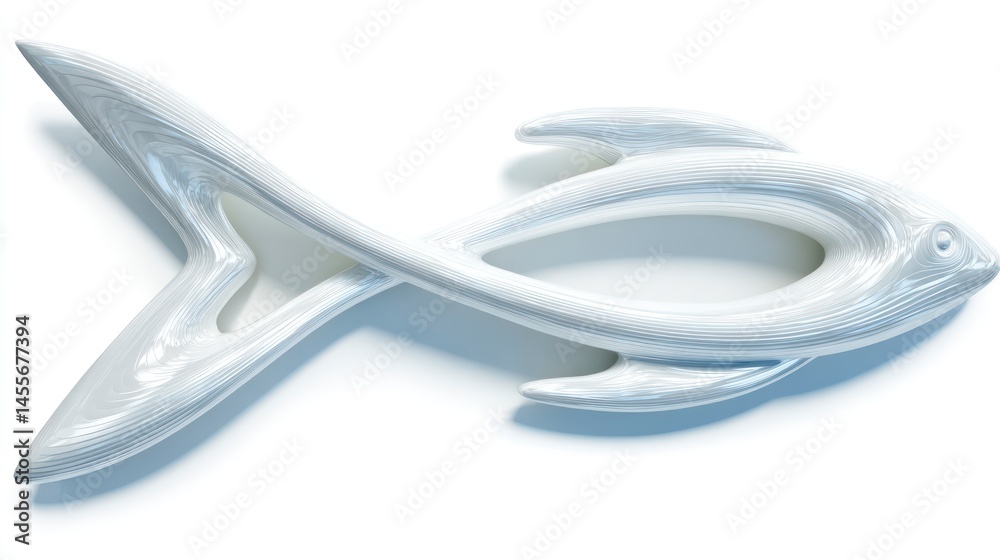 Naklejka premium Abstract Sculpture of a Fish with Layered Stripes and Modern Design