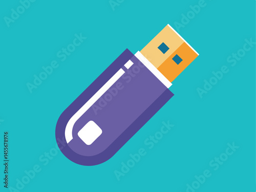 USB drive, 3D illustration, minimalist design, vibrant colors, modern digital technology, storage media, computer hardware, data storage, flat icon, graphic design
