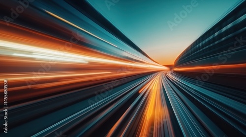 High speed motion abstract lines orange teal blue dynamic energy travel technology future