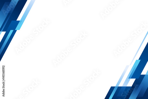 Blue geometric corner border shape element background vector illustration