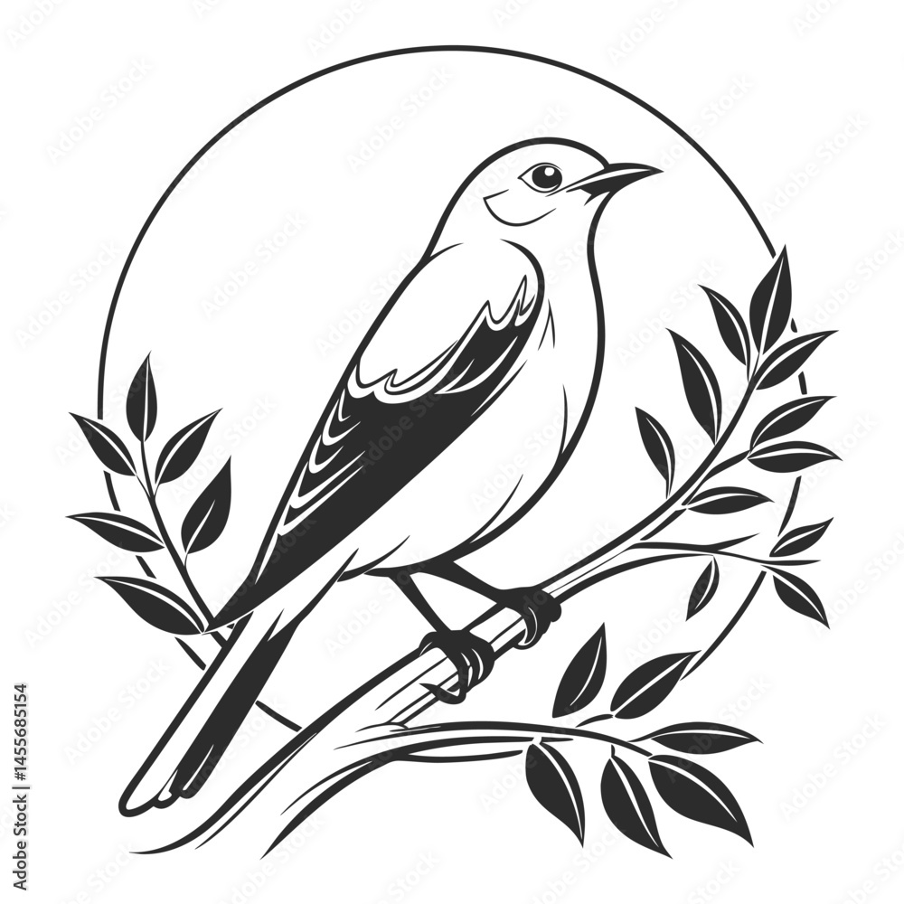 Naklejka premium bird on a branch
