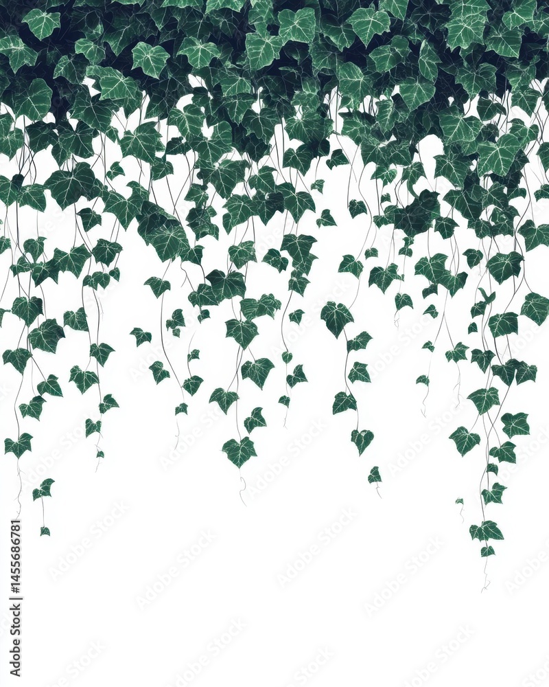 Cascading Ivy Vines on White Background for Natural Decoration and Design Elements Cascading Ivy Vines on White Background for Natural Decoration and Design Elements