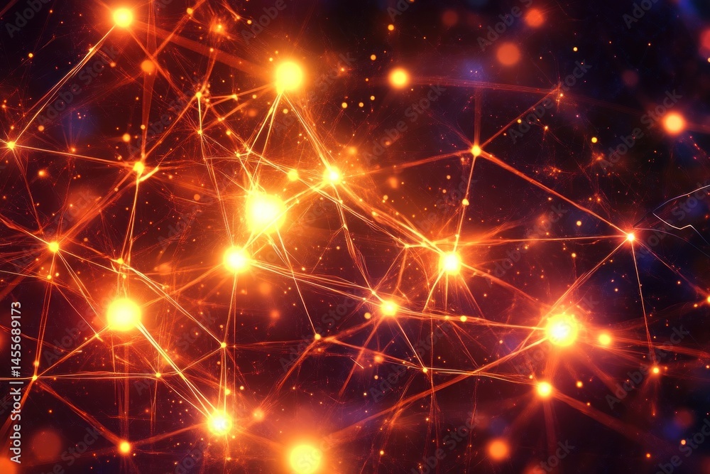 Fototapeta premium glowing neural network structure with data nodes and AI brain lines