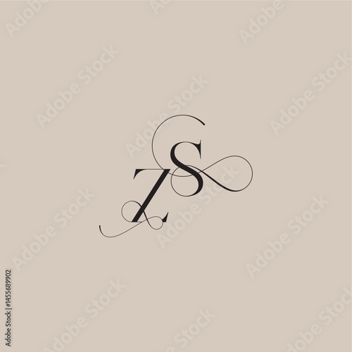 ZS letter line and bold mix concept beautiful initial wedding serif monogram logo