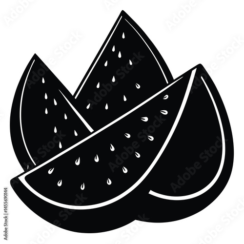 Black and White Watermelon Slices Illustration