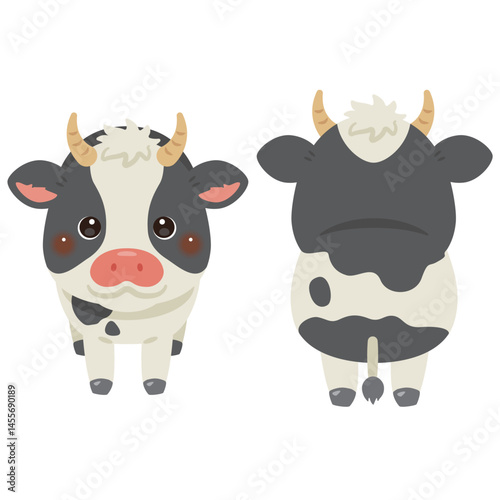 ウシの前後イラストセット