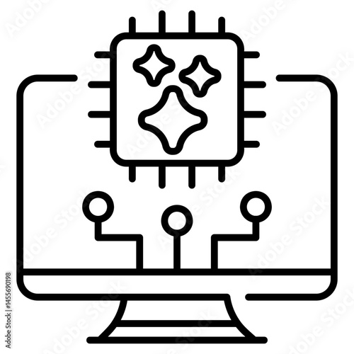 Brain AI Development line Icon