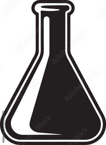 Conical Flask Silhouette Black Vector | Science Lab Equipment Vector
