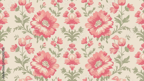 Wallpaper Mural Classic vintage wallpaper seamless background with pink and cream tones Torontodigital.ca
