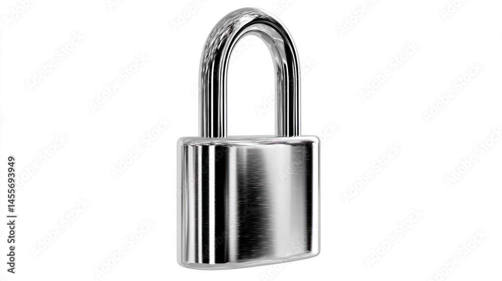 Secure Metal Padlock Isolated on White Background Safety Protection and Security Concept Secure Metal Padlock Isolated on White Background Safety Protection and Security Concept