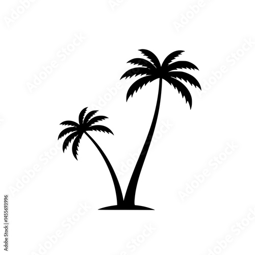 Wallpaper Mural Two vector silhouetted palm trees, one big and one smaller, growing from one spot. Vacation and traveling concept. Nature in warm countries. Resorts on island Torontodigital.ca
