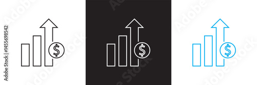 Profit icon.  Vector for websites, mobile interfaces, presentations, banner, visual branding etc. Vector illustration. isolated on white and black background. EPS 10 