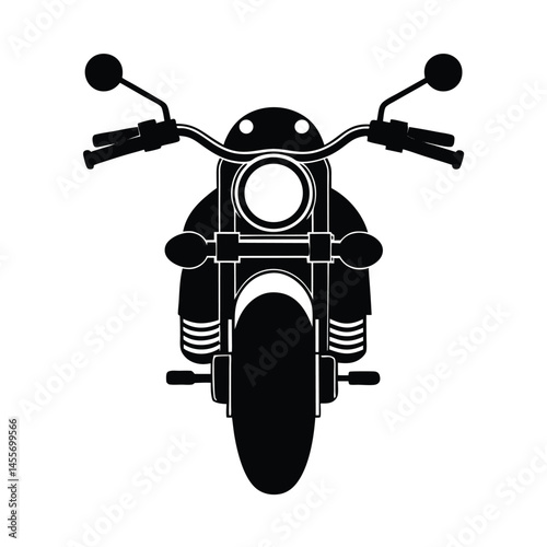 motorcycle front handlebars vector art silhouette