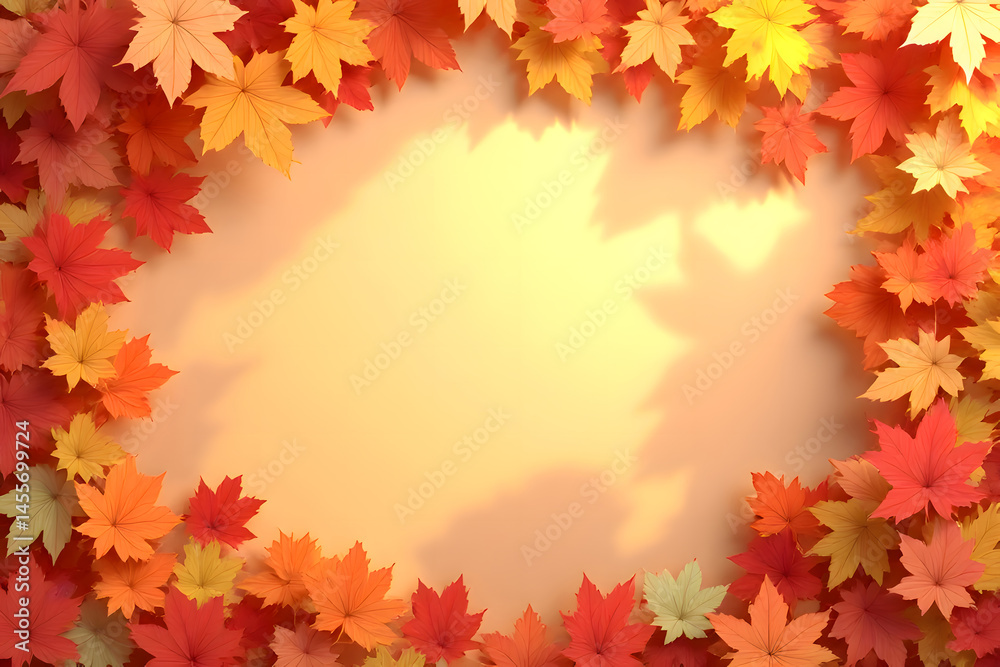 3d cartoon, render many colorful maple leaves full background 3d cartoon, render many colorful maple leaves full background