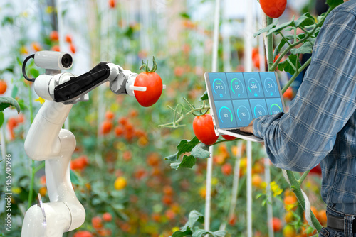 Agricultural industry with artificial intelligence robots concept