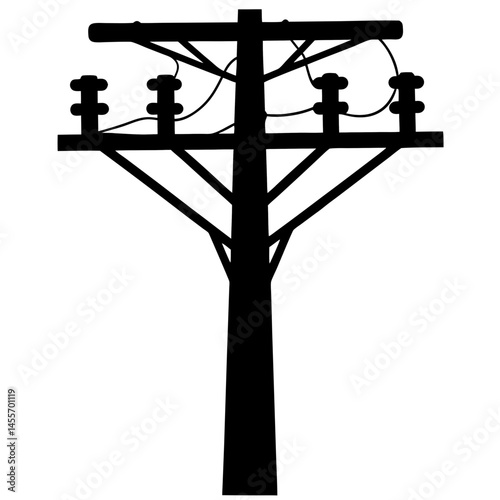 Electricity tower silhouette,power supply pole vector icon